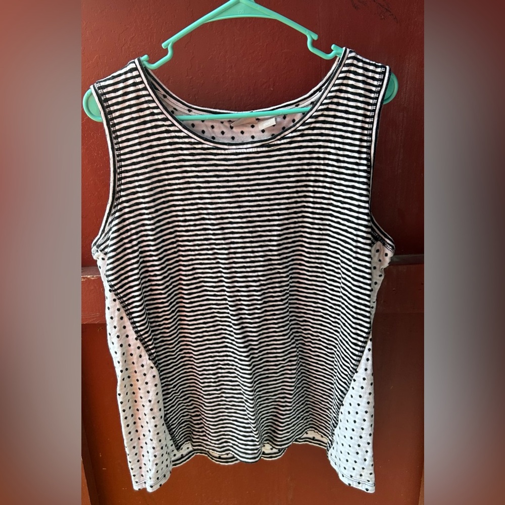 Chico's Black and White Striped Tank Top